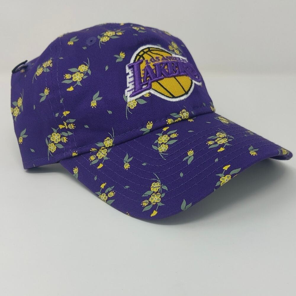 New Era Los Angeles Lakers Floral Flower Pattern Adjustable Hat Womens OSFM NWT